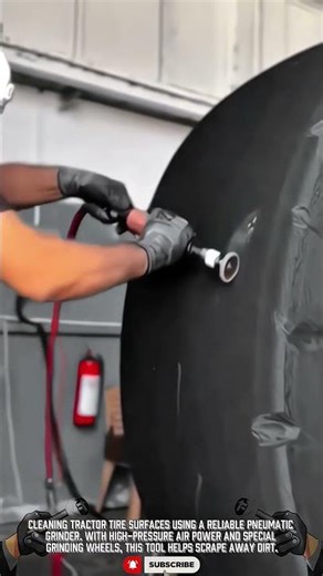 Reliable Pneumatic Grinder Tool for Cleaning Tractor Tire Surfaces #tool #wow #tooltechnology