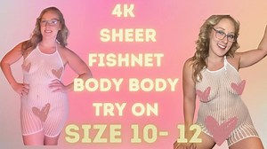 4k WHITE FISHNET TRY ON - Plus Size See Through Body Suit review - RainbowXxRain - YTboob