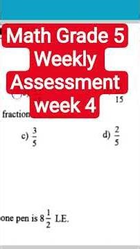 Math Grade 5 Second Term Weekly Assessment week 4 ماث جريد 5 حل التقييمات الاسبوعية اسبوع 4