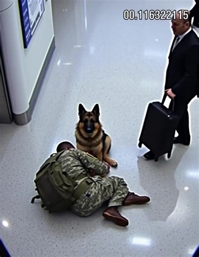 People at the Airport Saw a Uniformed Man on the Ground — Then His Dog Barked at Anyone Who Got Close Airports hum with their own music—the roll of suitcase wheels, distant boarding calls, the hiss of espresso machines. But one afternoon at Mason International, that melody broke. Near Gate 14, a young man in a worn but neatly pressed military uniform lay curled on the polished floor, boots unlaced, head resting on his hands. Beside him sat a German Shepherd—strong, still, and watching the crowd 