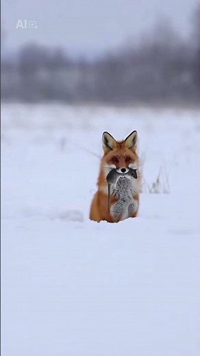 The red fox jumps on a mouse it doesn't even see 😳