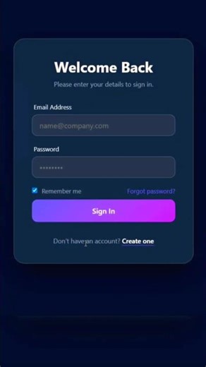 Dark Glass Login UI 🔥 HTML CSS