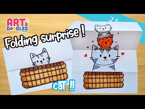 How to draw a CAT | FOLDING SURPRISE | Art and doodles for kids