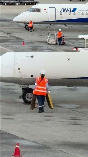 エンジン停止、チョーク取り付け！ANA WINGS Bombardier DHC-8-402Q Dash 8 大阪国際（伊丹）空港 #shorts