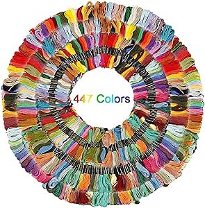 447 Color Embroidery Floss Cross Stitch Threads Cotton Rainbow Color Embroidery Floss Color Palettes Bracelets Floss 8m Crafts Floss Mixed Color Embroidery Thread for Bracelets DIY Thread Crafts