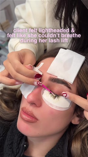 she’s an anxious girlie who still deserves a lash lift appointment!!! for clarity: if a client is ever experiencing true shortness of breath or a panic attack, i stop the service immediately. i was checking in with her the entire time and breaks are always offered :) #koreanlashlift #lashlift #lashliftandtint #esthetician