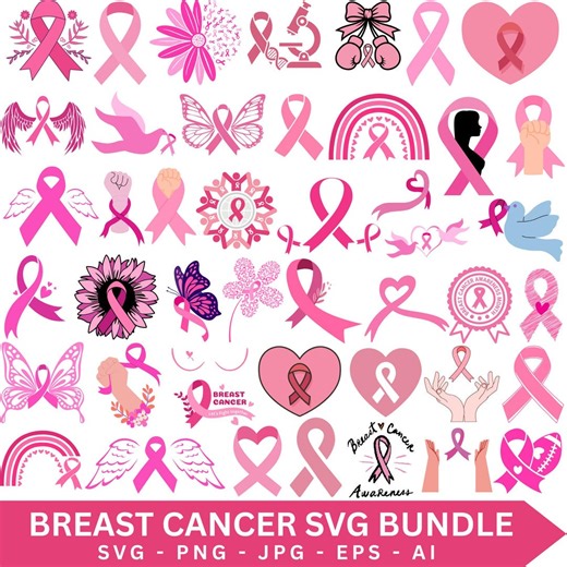 Breast Cancer Awareness SVG Bundle (digital Download) - Etsy