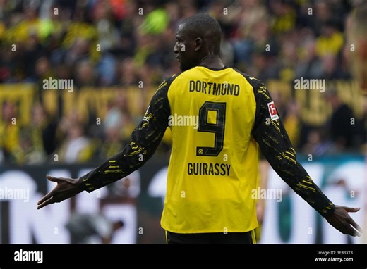 Fussball, 1.BL saison 2025/2026 , Borussia Dortmund vs Bayer 04 Leverkusen , 11.04.2026, Signal Iduna Park, Dortmund , Serhou Guirassy Borussia Dortmund , Aktion, Einzelbild Fotocopyright Gladys Chai von der Laage DFL regulations prohibit any use of photographs as image sequences and/or quasi-video Stock Photo - Alamy