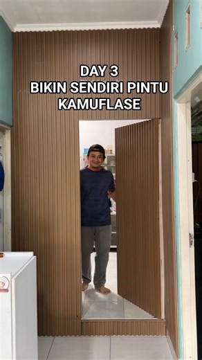 DIY install camouflage door stopper and install the remaining wall panels #homedecor #homerenovation