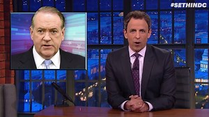 ICYMI: Mike Huckabee’s Jaws metaphor for Trump vs. Clinton never gets old. | Late Night with Seth Meyers