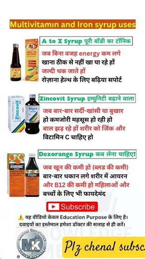 💊Most multivitamin and Iran syrup uses in hindi