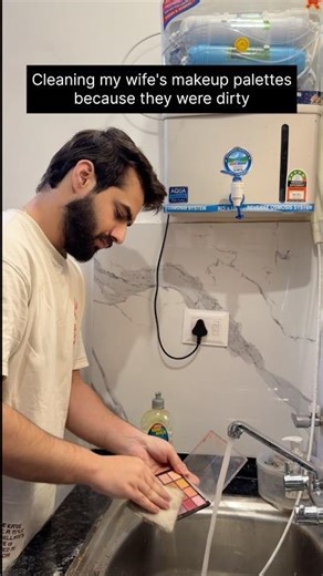 Making sure my wife's makeup is always clean! #comedy #funny #viral