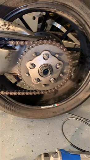 How to remove a #motorcycle #chain . I recommend grinding the head off first before pushing the pin out. #ducati #motorcycles #diy #biker #sprocket