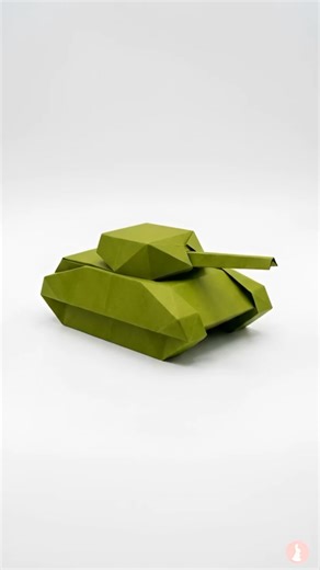 🛡️ Origami 🟢 Olive Tank animation #origami