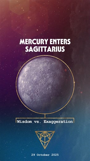 Mercury stepping into Sagittarius expands the mind, conversations get bigger, ideas get bolder, but focus can scatter. If you had the world’s attention for one minute, what truth would you share? #sagittarius #themooncalendar #horoscope | The Moon Calendar