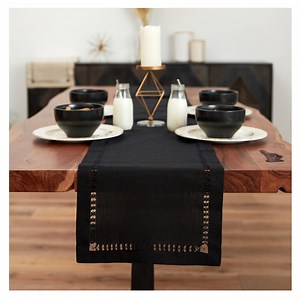 Black Hemstitched Linen Table Runner. Available in Various Sizes. Table Runner. Minimalist Home Decor. Table Linens - Etsy