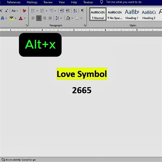 Hidden MS Word Trick Love ❤️ Symbol Without Insert Menu #word #wordshorts #wordshortcutkeys