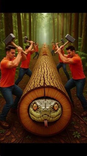 rescue gaint python from biggest tree log #ai #python #snake