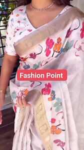 2K views | C03000980888IN *Details* *Fabric-pure cotton silk with zari jacquard border and butta* *Size-* *Saree-5.5 mtr* *Blouse-1 mtr* *Pattern-* *1-Digital 3d flower printed in saree & tussles in pallu* *2- zari weaving pattern in full saree with zari border* | Fashion Point | Facebook