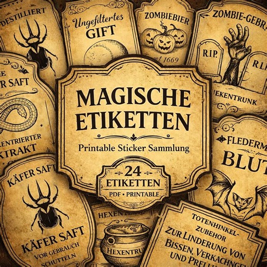 24 Printable Witch Labels | Magic Bottle Stickers | Printable Potion Labels | Vintage Spells & Witchcraft PDF - Etsy