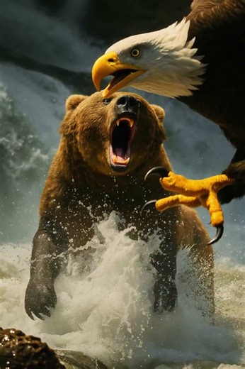 Eagle Gives Bear a Lesson in Patience
