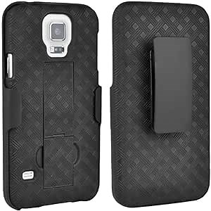 Amazon.com: Rome Tech Holster Case with Belt Clip for Samsung Galaxy S5 - Slim Heavy Duty Shell Holster Combo - Rugged Phone Cover with Kickstand Compatible with Galaxy S5 - Black : Cell Phones & Accessories