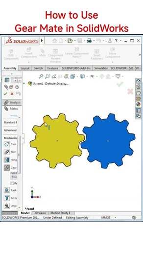 How to Use Mechanical Gear Mate in SolidWorks | SolidWorks Tips