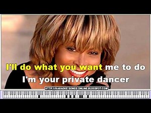 Tina Turner - Private Dancer - Karaoke Instrumental song with virtual piano & lyrics-YOUTUBE video