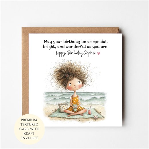 Personalised Beach Birthday Card for Her – Seaside Girl Summer Wishes - Etsy