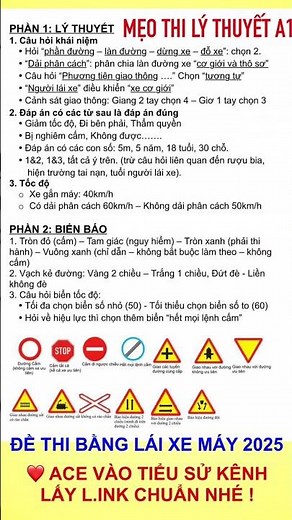 Mẹo thi lý thuyết A1
