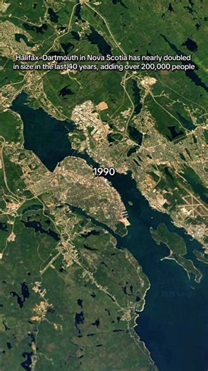 Geocast on Instagram: "Halifax–Dartmouth has quietly become the heartbeat of Atlantic Canada. Since the mid-1980s, this harbour-anchored region has grown from a compact coastal city into a dynamic metropolitan centre, expanding outward through suburbs, bridges, and new neighbourhoods that now frame the Atlantic shoreline. Driven by migration, universities, port activity, and its role as the economic and cultural anchor of the Atlantic provinces, the city’s growth accelerated in the 2000s and sur