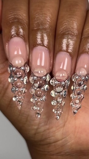 Stiletto Nails Design with Pearl Bead and Bowtie Charm by Musa