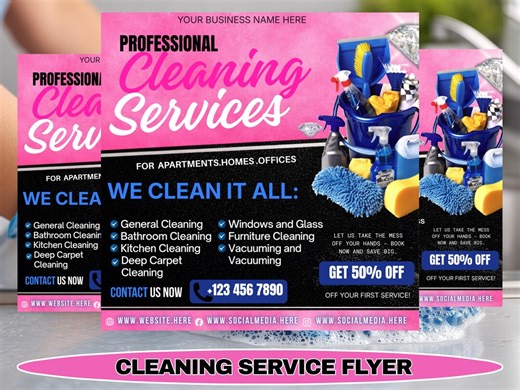 Cleaning Service Flyer | Canva Editable House Cleaning Business Promo | Booking, Residential, Commercial & Marketing Flyer Design - Etsy