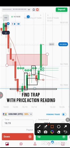"Find trap with priceaction Reading" తెలుగు|Scalping tutorial #quotex #shorts