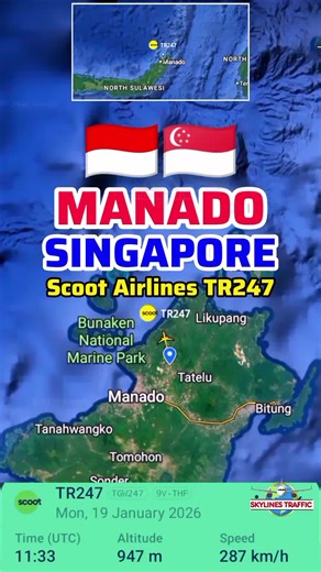 Manado to Singapore Nonstop Flight with Scoot Airlines