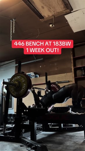 446 BENCH AT 183 BW! 🤧🤧 #contentcreator #powerlifting #bench #benchpress #homegymlife