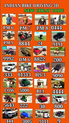 All Cheat Code 🤑✅ In Indian Bike Driving 3D New Update Code #shorts##short