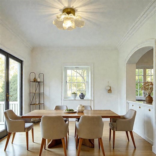 Gold Petal LED Flush Mount Ceiling Light French Retro Flower Lamp for Bedroom Living Room Luxury Home Decor - Etsy