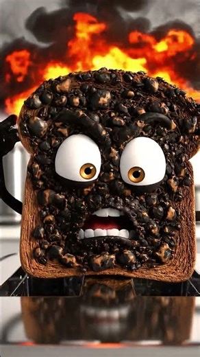 The Toast is a 'charcoal brick' now... 💀🔥 #3danimation #funny #food