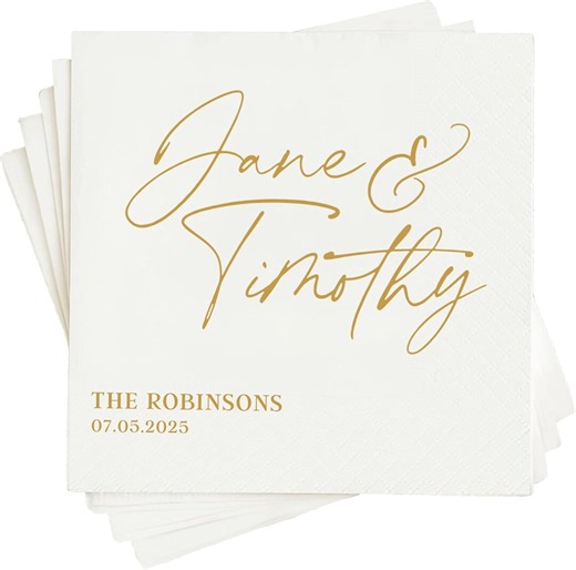 Luxury Personalized Wedding Napkins, Custom Beverage Cocktail Luncheon & Dinner Napkins - Etsy