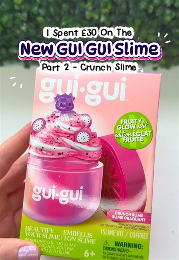 I spendt £30 on the brand new GUI GUI slime textures so you don’t have to and We’re gonna see if they’re any good. These do retail for £9.99, but I paid £14.99 each to get them come to me fairly quickly without having to hunt store to store. These are the brand new Fruity Glow Edit where they have released 2 brand new slime textures the Jelli, which I reviewed yesterday and fell in love with and the Crunch. I will get back to you in a week or two to let you know how they’re holding up long term 