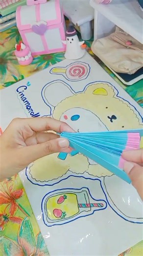 DIY Cute Paper Fan 💙 Easy & Fun! #DIY #Craft #PaperCraft #Handmade #Shorts #Art #EasyDIY