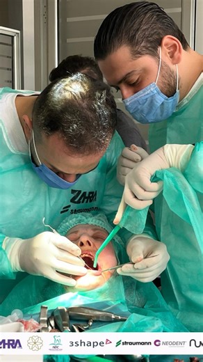 Straumann Group Syria on Instagram: "Syrian Doctors’ Excellence in Implantology with Straumann Group Systems A dental implant procedure performed by Dr. Yasser Khodr as part of the Professional Diploma in Dental Implantology and Bone Grafting – Level One. 🟦🟦🟦🟦🟦 Clinical Case 🔸 Following comprehensive digital analysis and precise treatment planning, the extraction and implant placement were carried out using a Surgical Guide and the Easy Guide Kit by Neodent. 🔸 Four Neodent implants were p