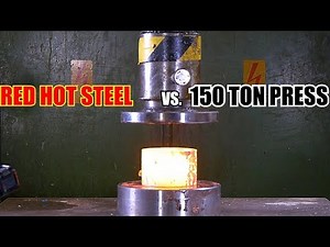 Crushing and Slicing Red Hot Steel with Hydraulic Press