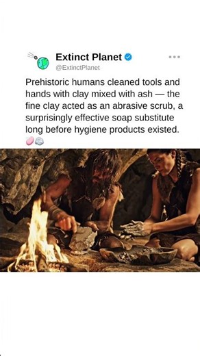 Clay and ash as prehistoric soap! 🧼🪨 #prehistoric #prehistoriclife