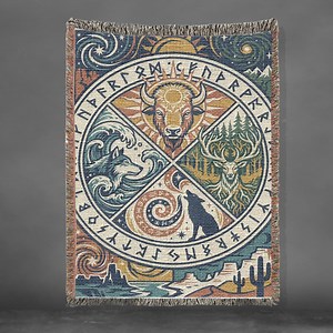 Woven Animal Totem Blanket, Native American Symbol Tapestry, Boho Decor - Etsy