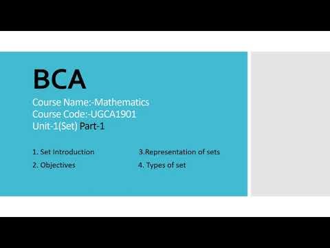 BCA 1st sem, Unit-1 Sets, Mathematics