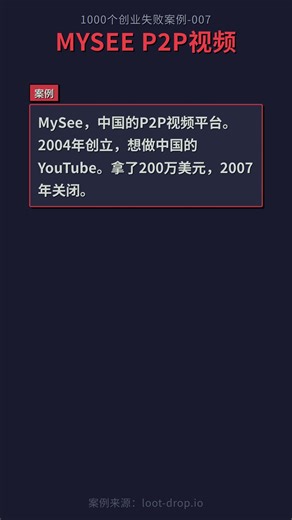 0007 MYSEE P2P视频先烈｜25天1000个创业失败案例