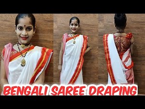 Bengali Saree Draping//Saree Draping for kids for fancy dress//West Bengal saree draping
