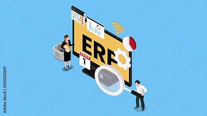 Business Concept of ERP System Integration with Calendar and Analytics 3d animation cartoon